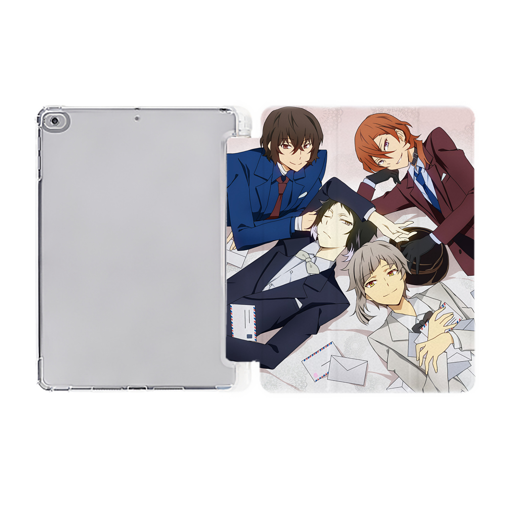 （画像用） 文豪ストレイドッグス Bungo Stray Dogs IPad ケース ペン収納付き 三つ折りスタンド PUレザー×シリコン 対応機種9.5/10.5/10.9インチ